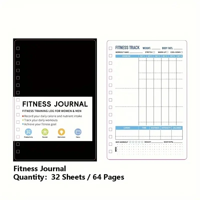 Fitness Nutrition Journal - Spiral Notebook Daily Exercise and Nutrition