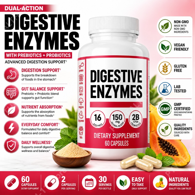 Digestive Enzymes with Prebiot - Digestive Enzyme Blend recension och pris