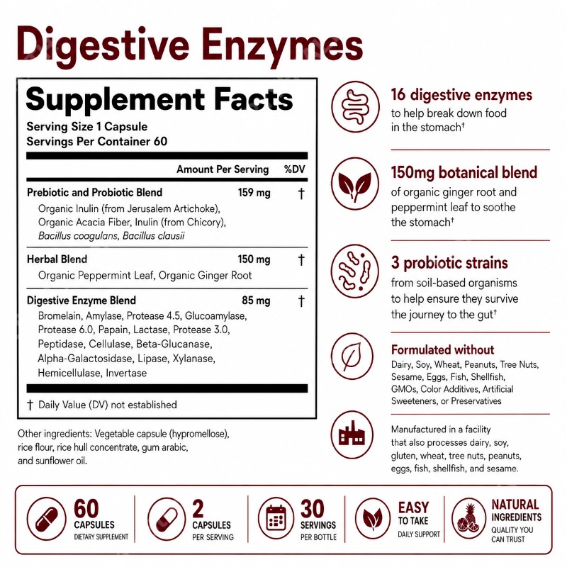 Digestive Enzymes with Prebiot - Digestive Enzyme Blend recension och pris