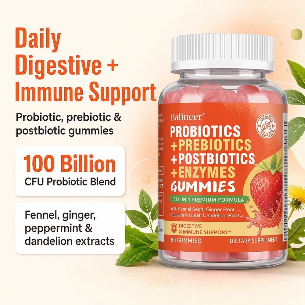 Probiotic Gummies, Prebiotics  - Digestive Enzyme Blend recension och pris