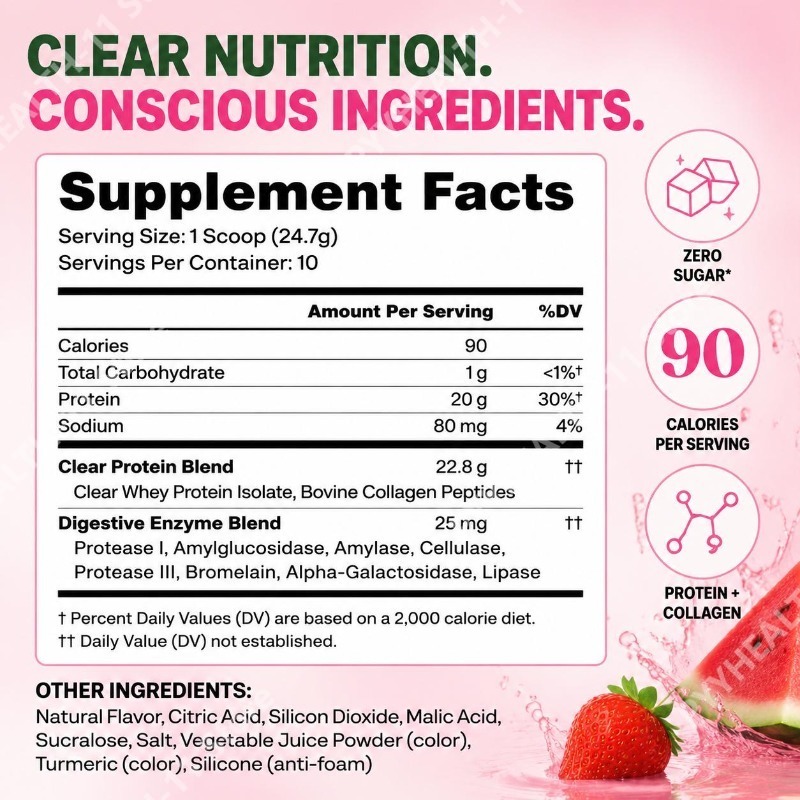 Clear Protein Powder with 20g  - Digestive Enzyme Blend recension och pris